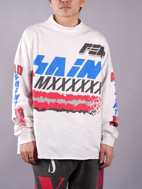 ラスト1点 / SM-S22-0000-034 / LS TEE / MOTO /WHITE / ロングスリーブ モト  (ホワイト)