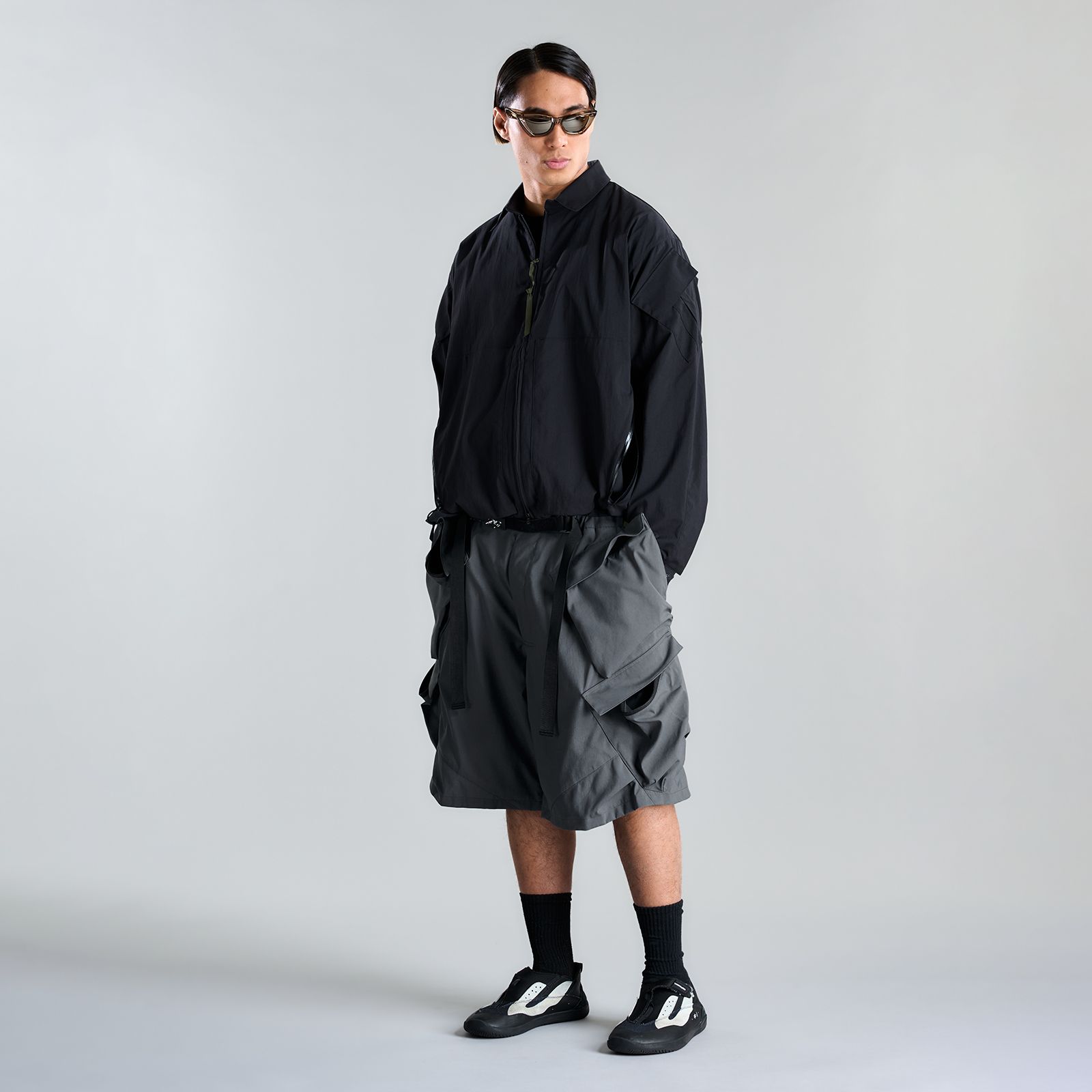 LA12-M / NYLON STRETCH SHIRT JACKET / ナイロンストレッチシャツジャケット [ストレートフィット] (ブラック)