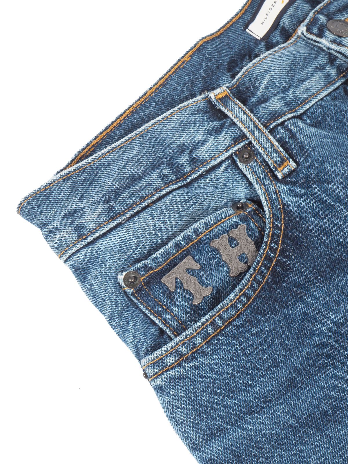 HC Crest Patch Cropped Wide Jeans / ヒルフィガーコレクション パッチ クロップド ワイドジーンズ (ネイビー)