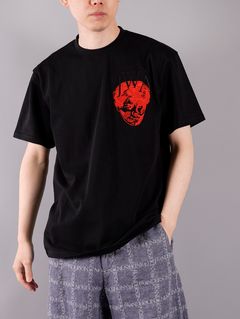 EMBROIDERED FACE JWA T-SHIRT / エンボロイデッド ファイス ジェイダブリュ Tシャツ (ブラック)