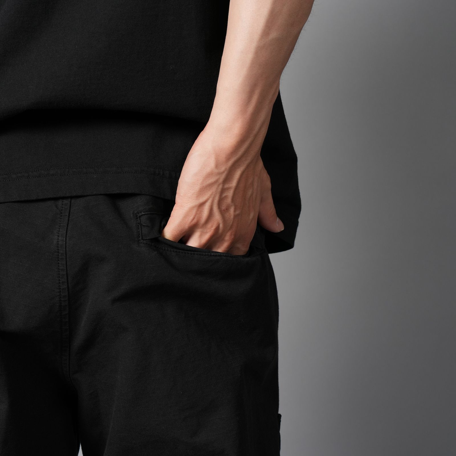 3100015 ORGANIC COTTON RIPSTOP / コットンリップストップ カーゴパンツ  (ブラック)