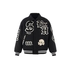 【コラボ】SM-MK8-0000-C34 / BH_VARSITY JKT / SNT HUNTER / BLK / スタジャン (ブラック)