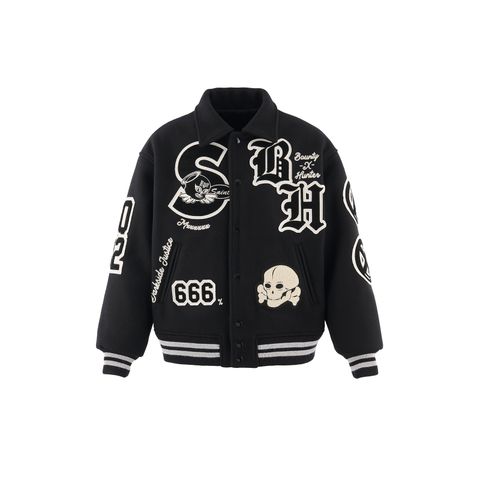 【コラボ】SM-MK8-0000-C34 / BH_VARSITY JKT / SNT HUNTER / BLK / スタジャン (ブラック)