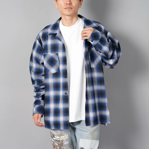 【残りわずか】Box shirt / ボックスシャツ / ネルシャツ  (ブルー)