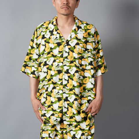 【コラボ】EU-MK8-0000-C02 / EU APE ALOHA SHIRT / GREEN / シャツ (グリーン)