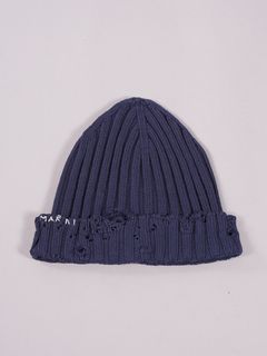 【ラスト1点】ニットキャップ (ニット帽) / 刺繍ロゴ / ネイビー / ユニセックス