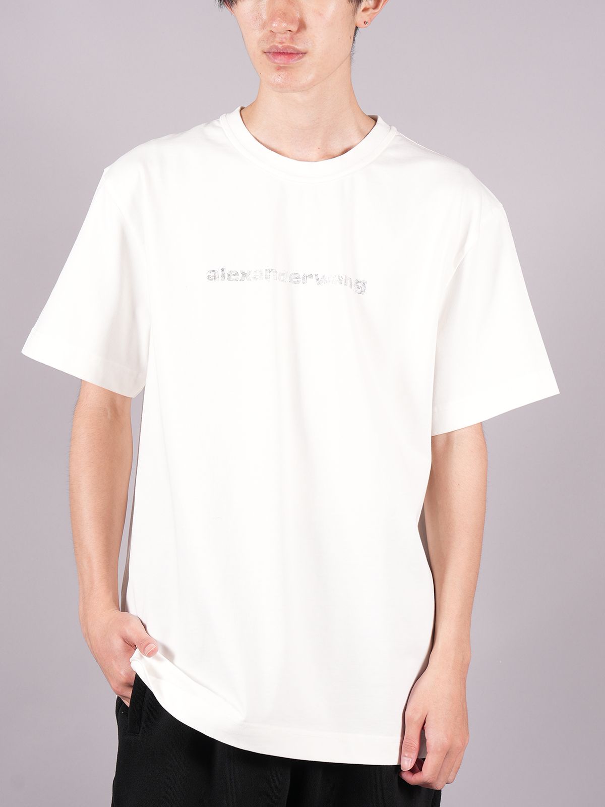 ALEXANDER WANG - Hotfix logo grill tee in compact jersey