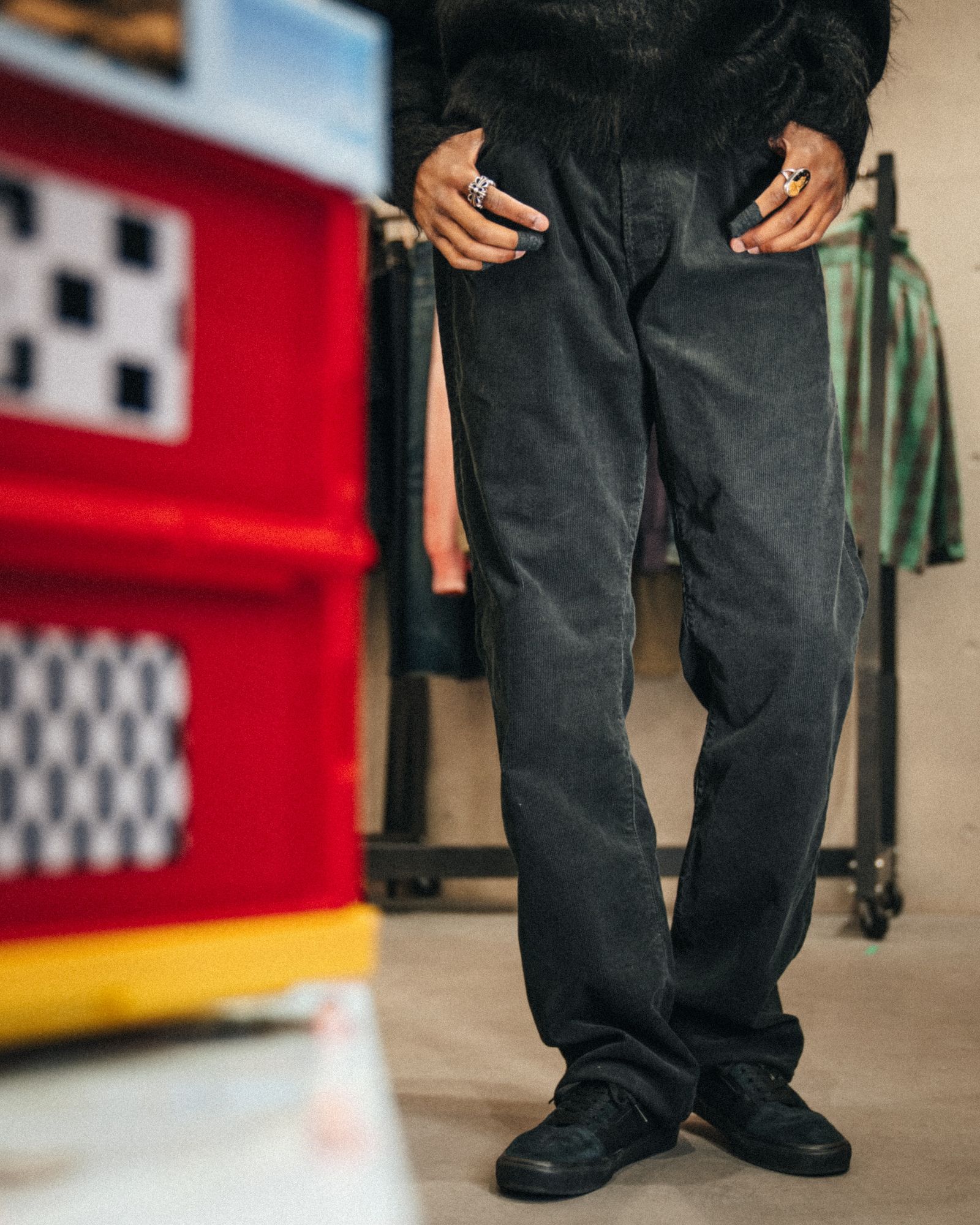 SM-MK1-0000-068 / CORDUROY PANTS / STRAIGHT / BLACK / コーデュロイ ストレートパンツ (ブラック)