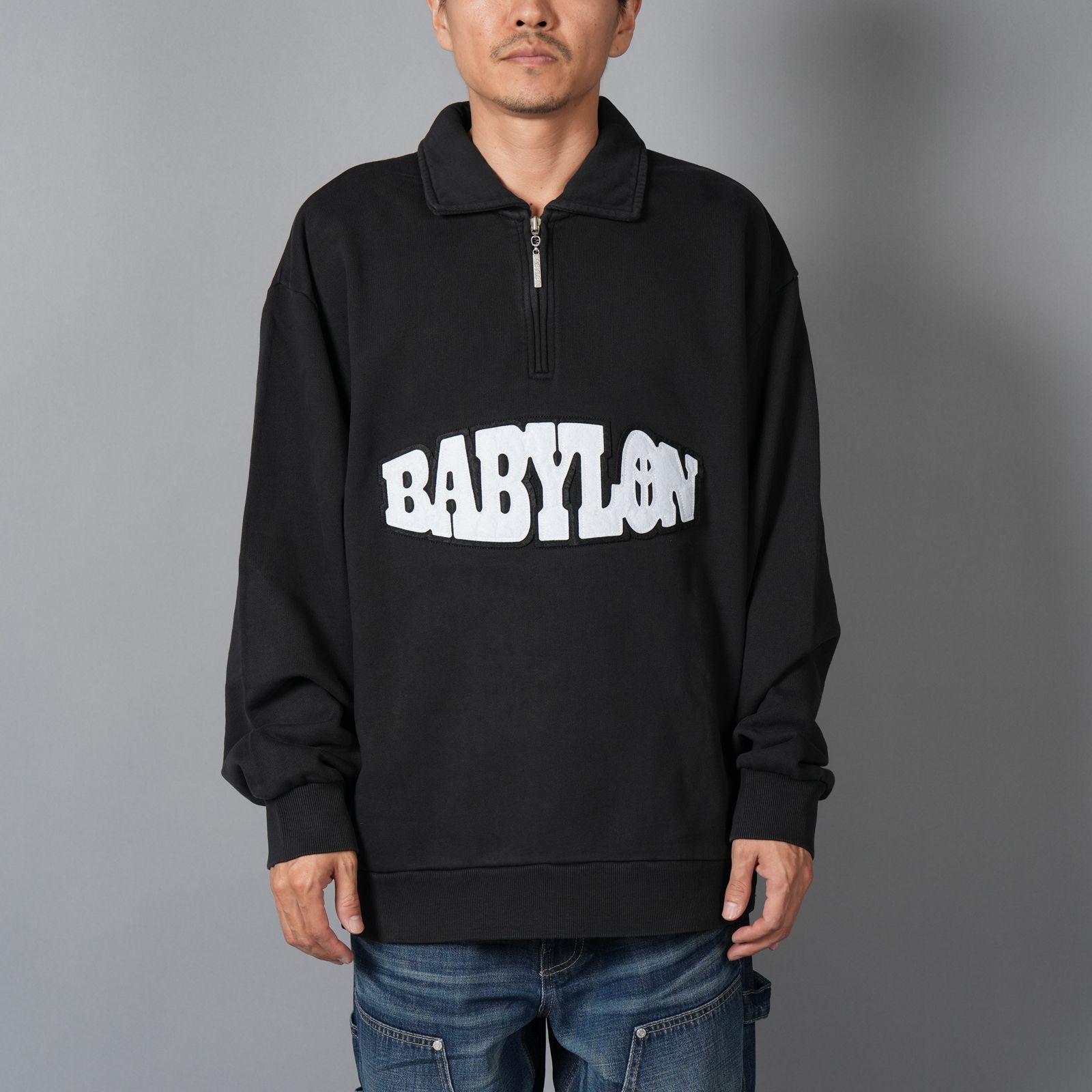 HALF ZIP PULLOVER / ハーフジップ プルオーバー / スウェット  (ジェッドブラック)