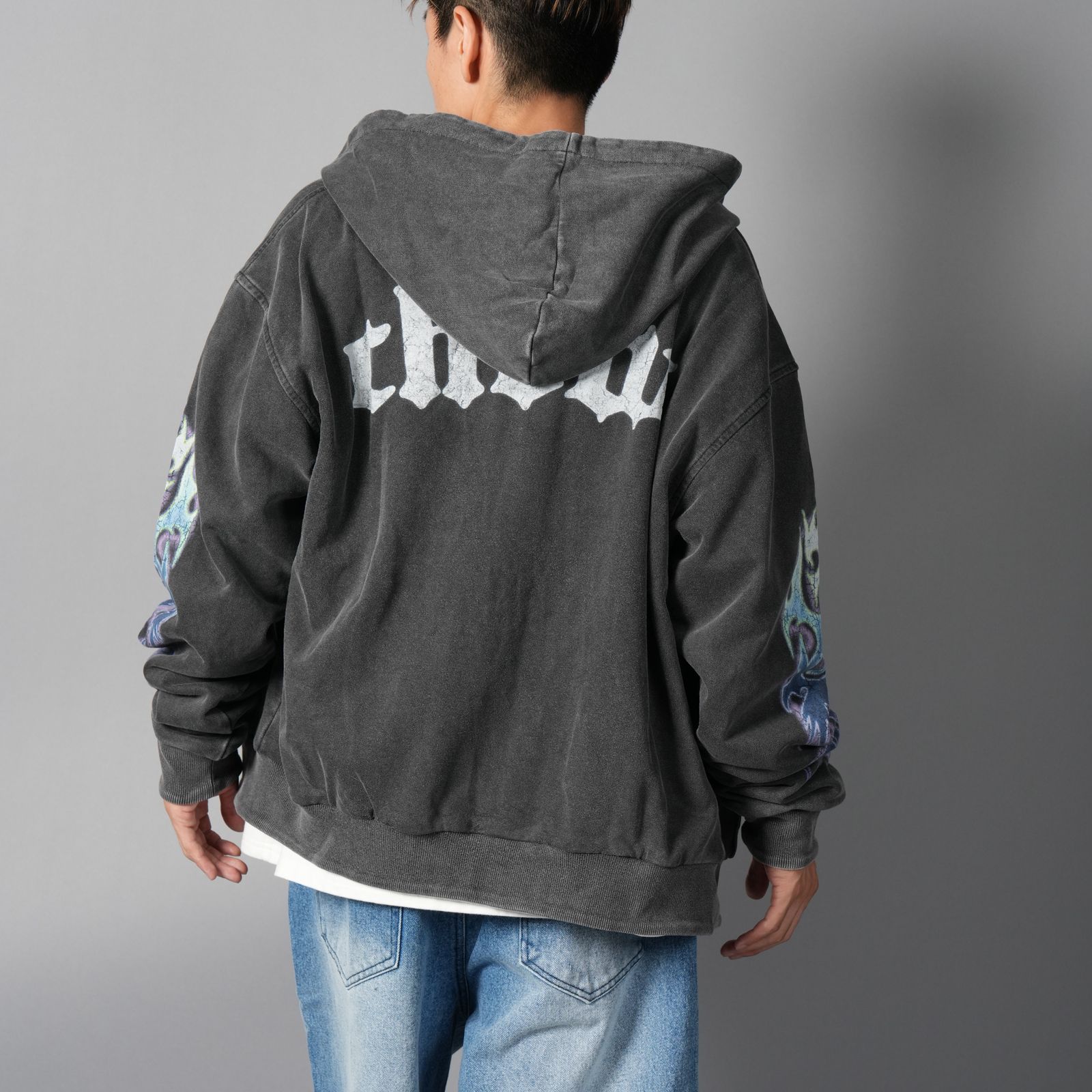 Reversible Pharma/Crank Zip Hooded Sweatshirt / リバーシブル ファーマ／クランク ジップ フーデッド スウェットシャツ (ヴィンテージブラック/ホワイト)