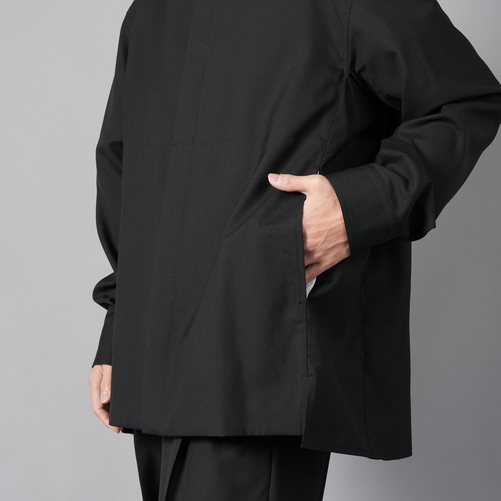 【ラスト1点】ASCENT FLY FRONT SHIRT / アセント フライ フロント シャツ (ブラック)