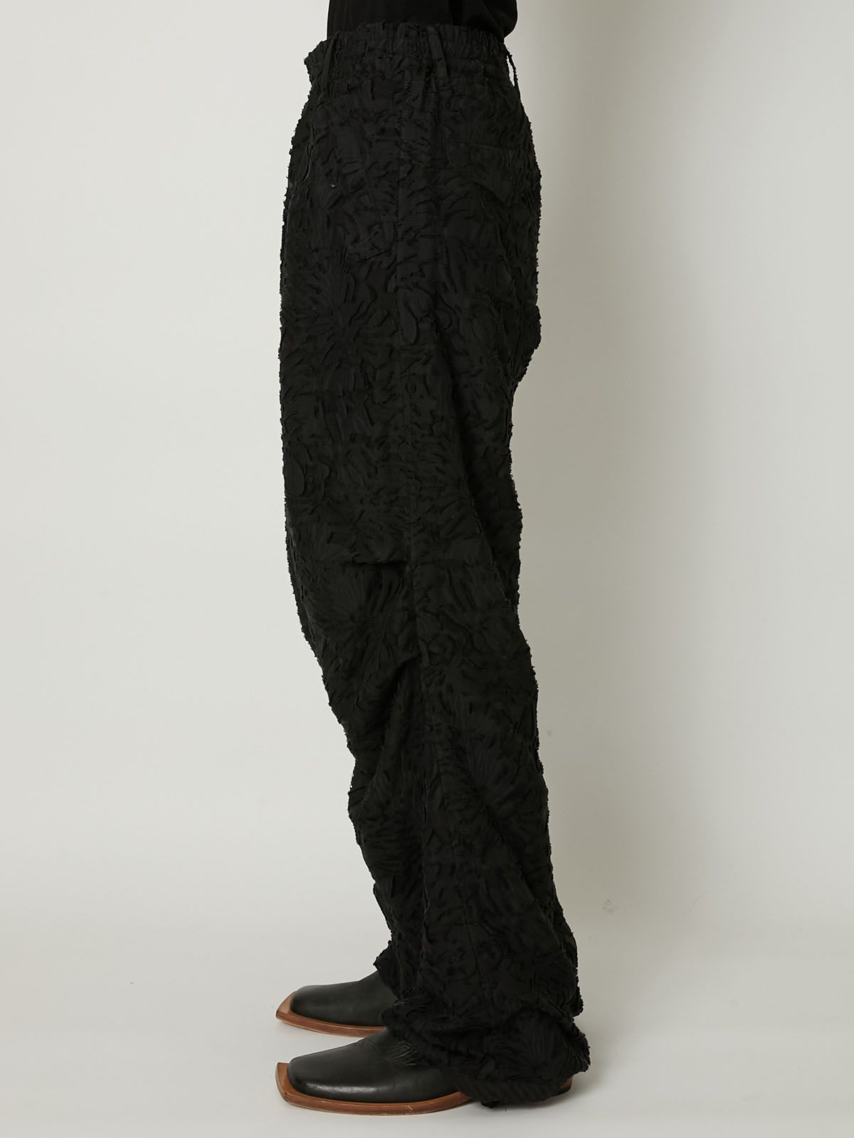 【ラスト1点】 CUT JACQUARD PARACHUTE PANTS / カットジャガード パラシュートパンツ (ブラック)
