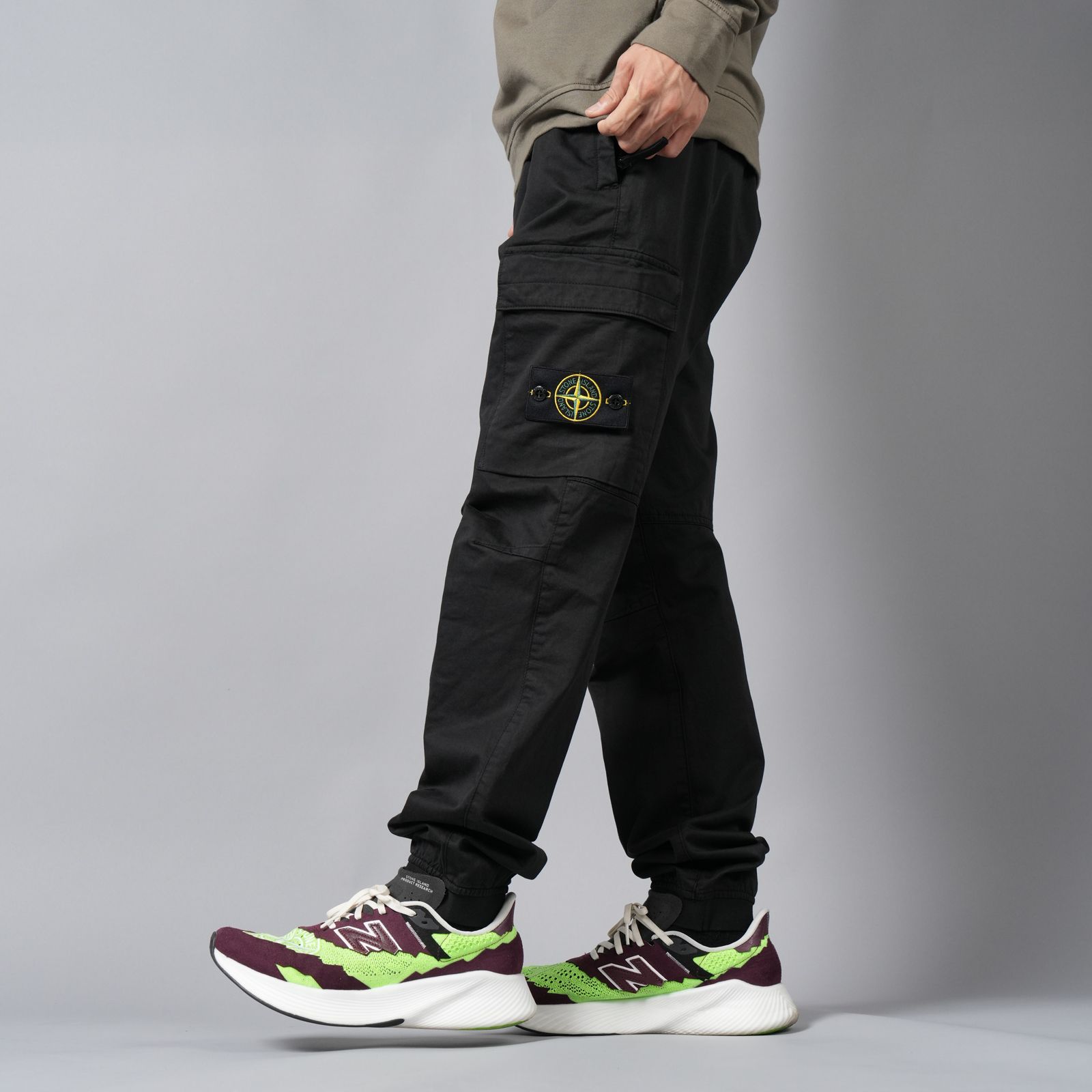 【残りわずか】【定番アイテム】31314 STRETCH COTTON WOOL SATIN / ストレッチ コットン ウール サテン カーゴパンツ [ストレッチ入り] (ブラック)