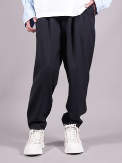 【ラスト1点】 TROPICAL WOOL PANTS / トロピカルウール パンツ (タック入り) / イージーパンツ (トラウザー) / ブルーブラック /【定番商品】/ 22AW / メンズ