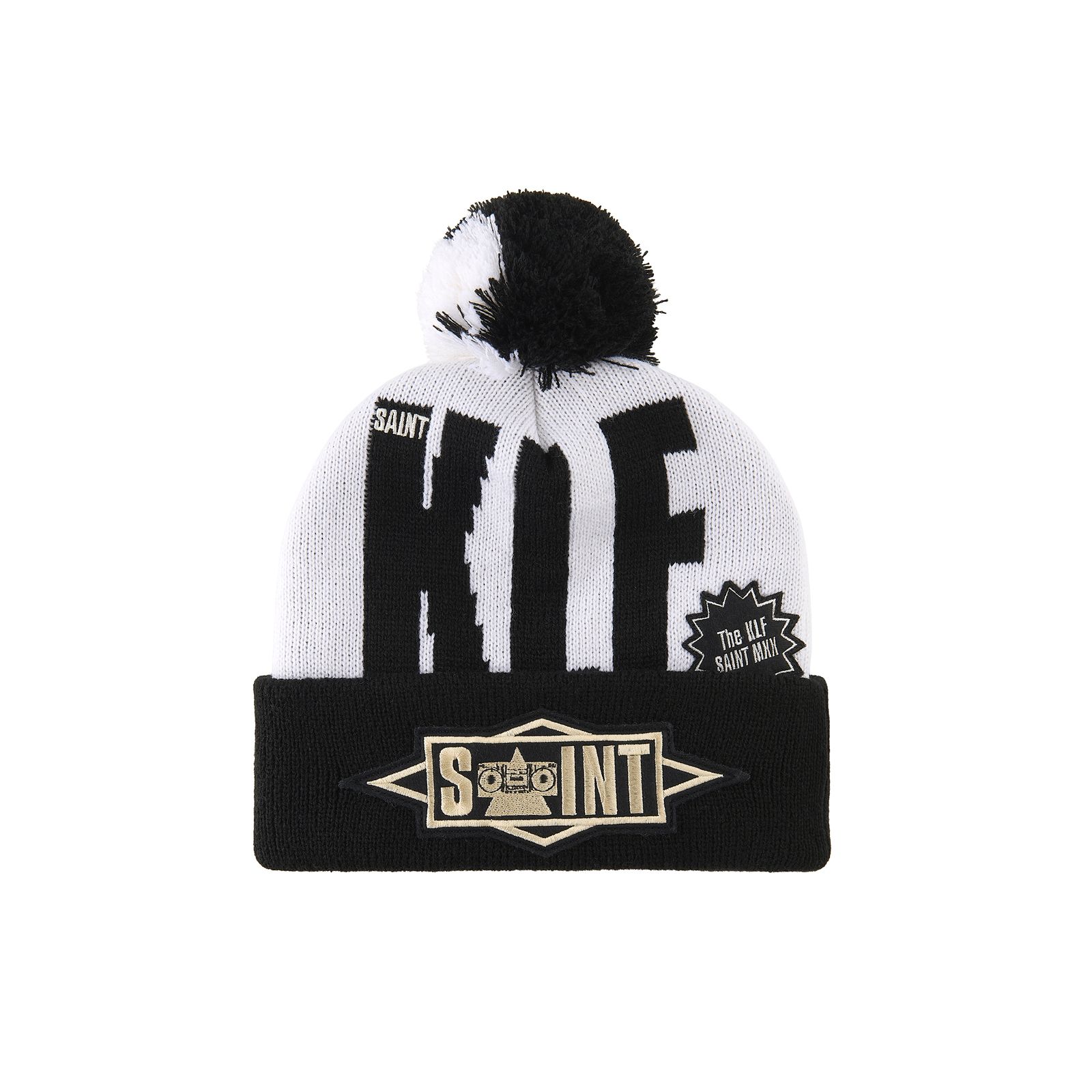 SM-HR1-0000-C13 / KLF_KNIT CAP / KLF / WHITE / ニットキャップ (ブラック/ホワイト)
