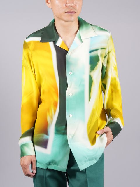 【ラスト1点】 SILK SHIRTS / 開襟 シルクシャツ / ライトグリーン