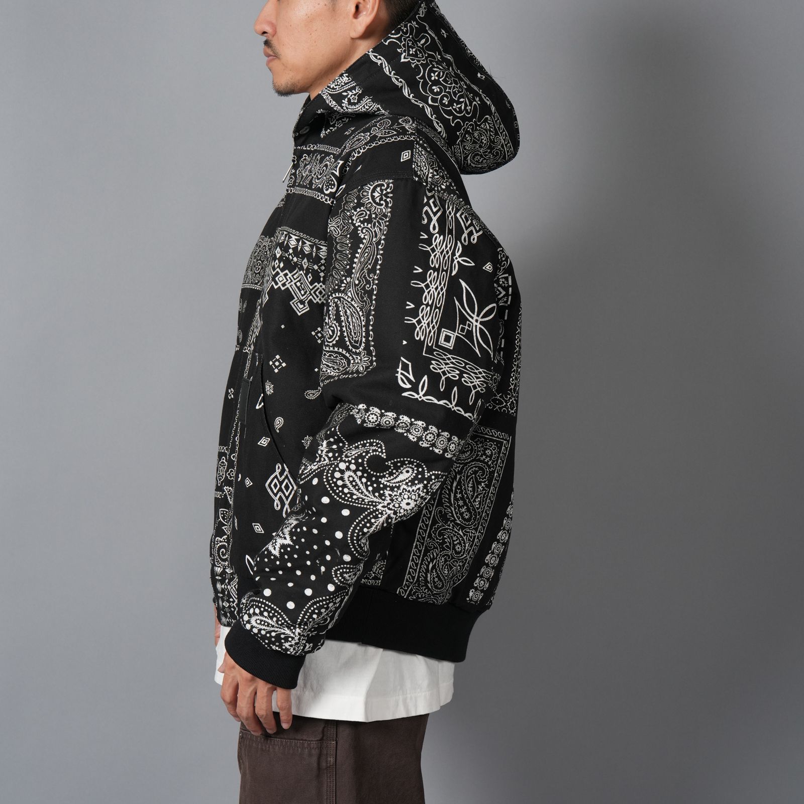 MH027 / Quilted Hoodie Jacket / キルテッド フーディージャケット (ブラック)