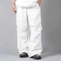 【ラスト1点】 CUT JACQUARD PARACHUTE PANTS / カットジャガード パラシュートパンツ (ホワイト)