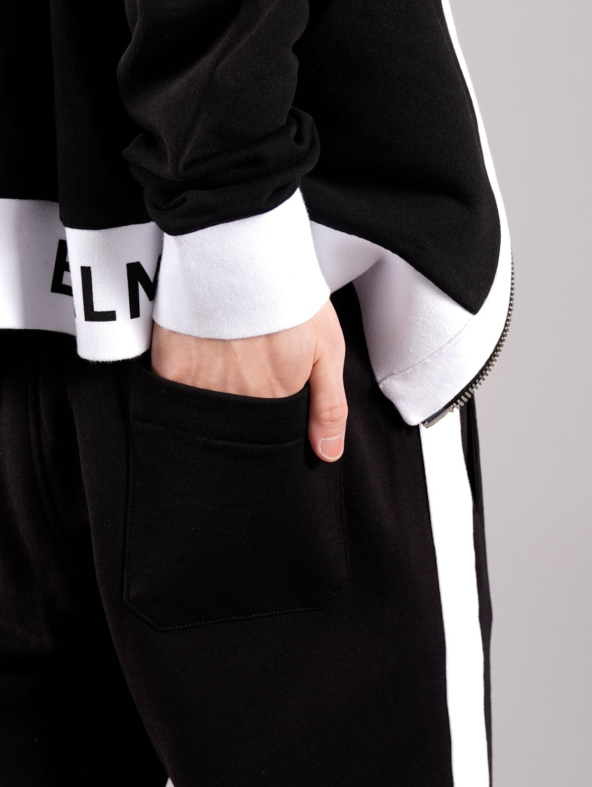 BERMUDA SHORTS BALMAIN RIBBED / バミューダ ショーツ (スウェット ショートパンツ) / ブラック / コットン / メンズ