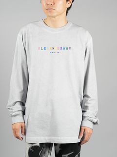 LONG SLEEVE TEE WITH MULTICOLOR PUFF LOGO  / カットソー ロンT (グレー)