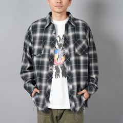 【残りわずか】Antiqued shirt / アンティークシャツ / ネルシャツ [ダメージ加工] (ブラック)