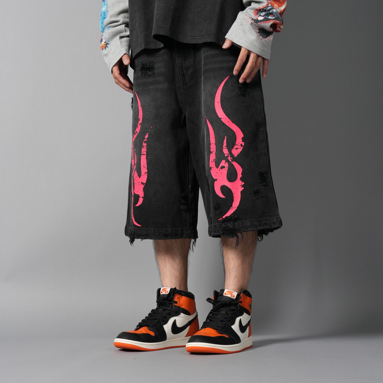 Tribal Denim Five-pocket Shorts / トライバル デニム ファイブポケット ショーツ (ブラック)
