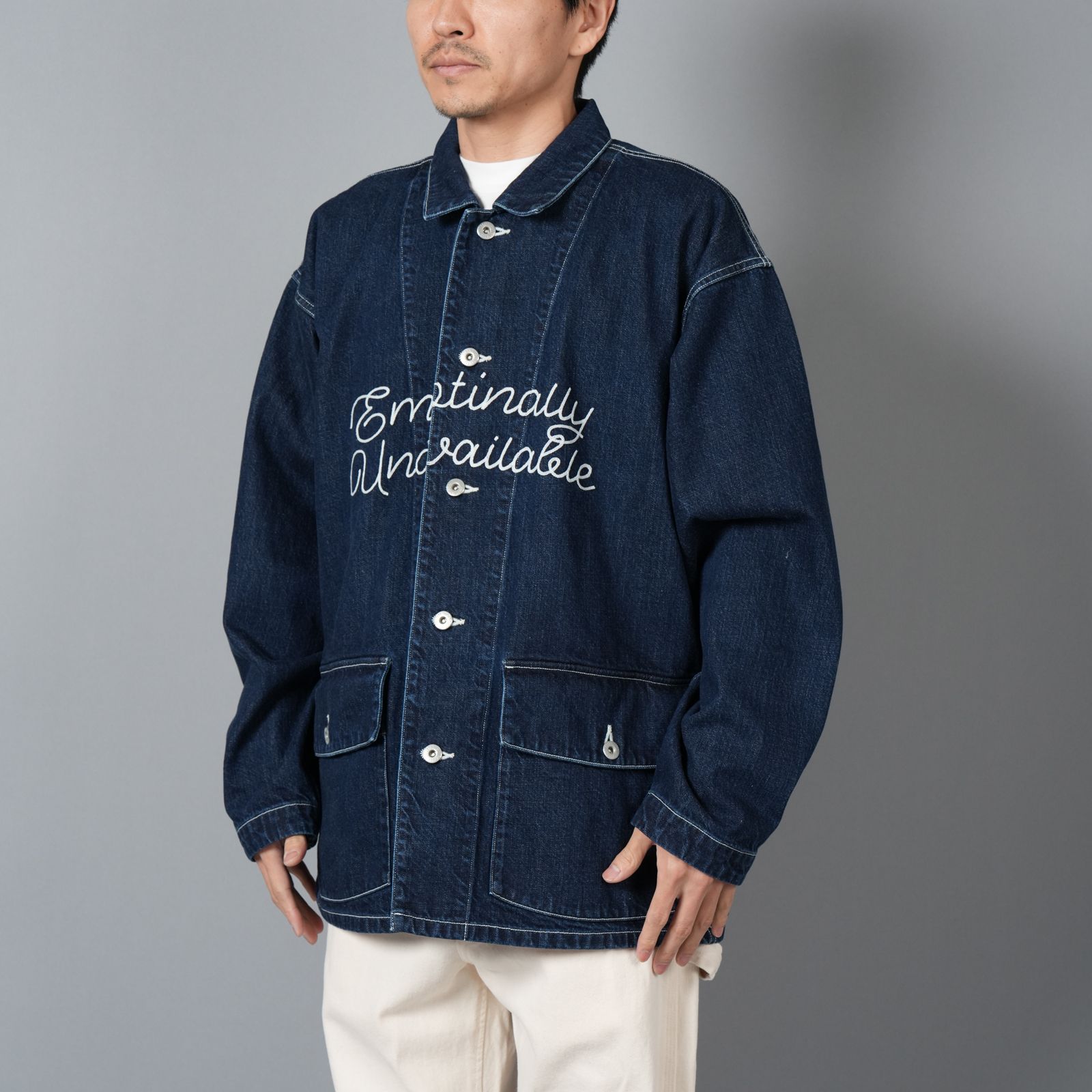EU-HR8-0000-007 / HEART LOGO DENIM COVERALL / BLUE / ハートロゴ デニム カバーオール (ブルー)