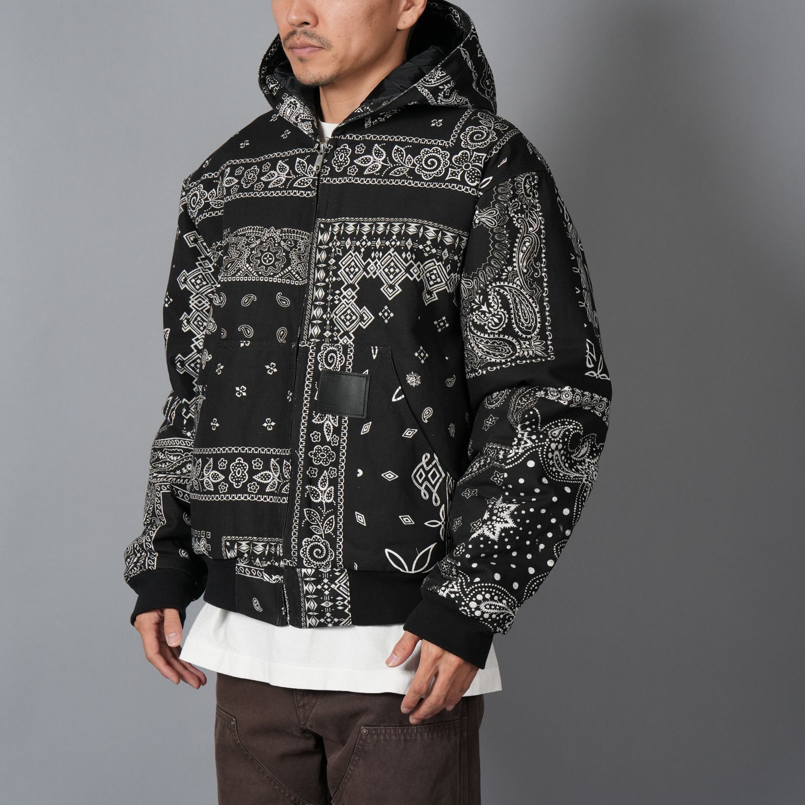 MH027 / Quilted Hoodie Jacket / キルテッド フーディージャケット (ブラック)