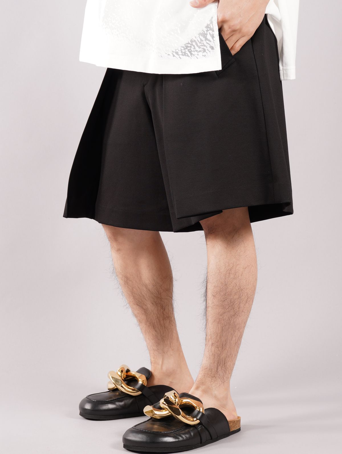 【ラスト1点】KNIT CULOTTES TROUSERS / ニットキュロット トラウザーパンツ / ブラック / メンズ