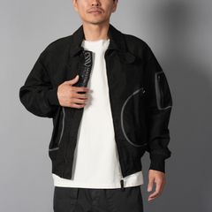OUTERWEAR MEDIUM JACKET IN TRAMA 3D - NYLON FACE / ブルゾン (ブラック)