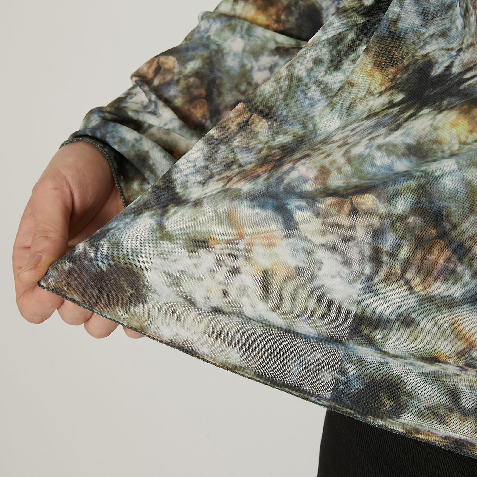 【ラスト1点】TIE DYE TULLE T / HIGH NECK T-SHIRT / タイダイ チュールT ハイネックTシャツ (イエロー)