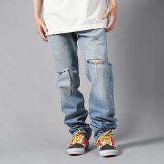 BASICKS x Vintage Levi's Heart Pocket Damage Denim / ハートポケットダメージデニム  [32インチ] (ブルー)