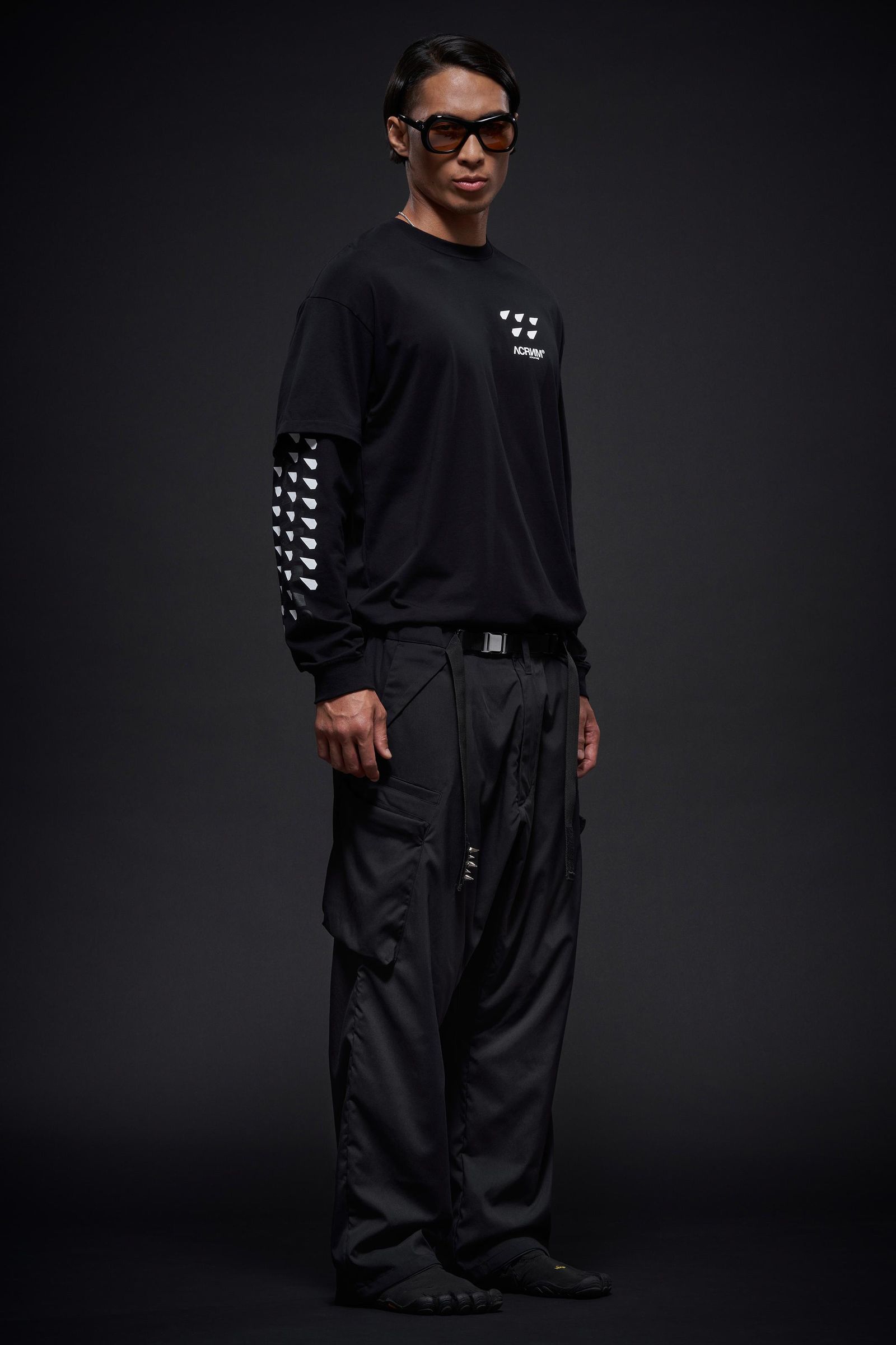 【ラスト1点】P55-M / Nylon Stretch Cargo Trouser / ナイロンストレッチ カーゴトラウザー / パンツ [ワイドフィット][ストレッチ入り] (ブラック)
