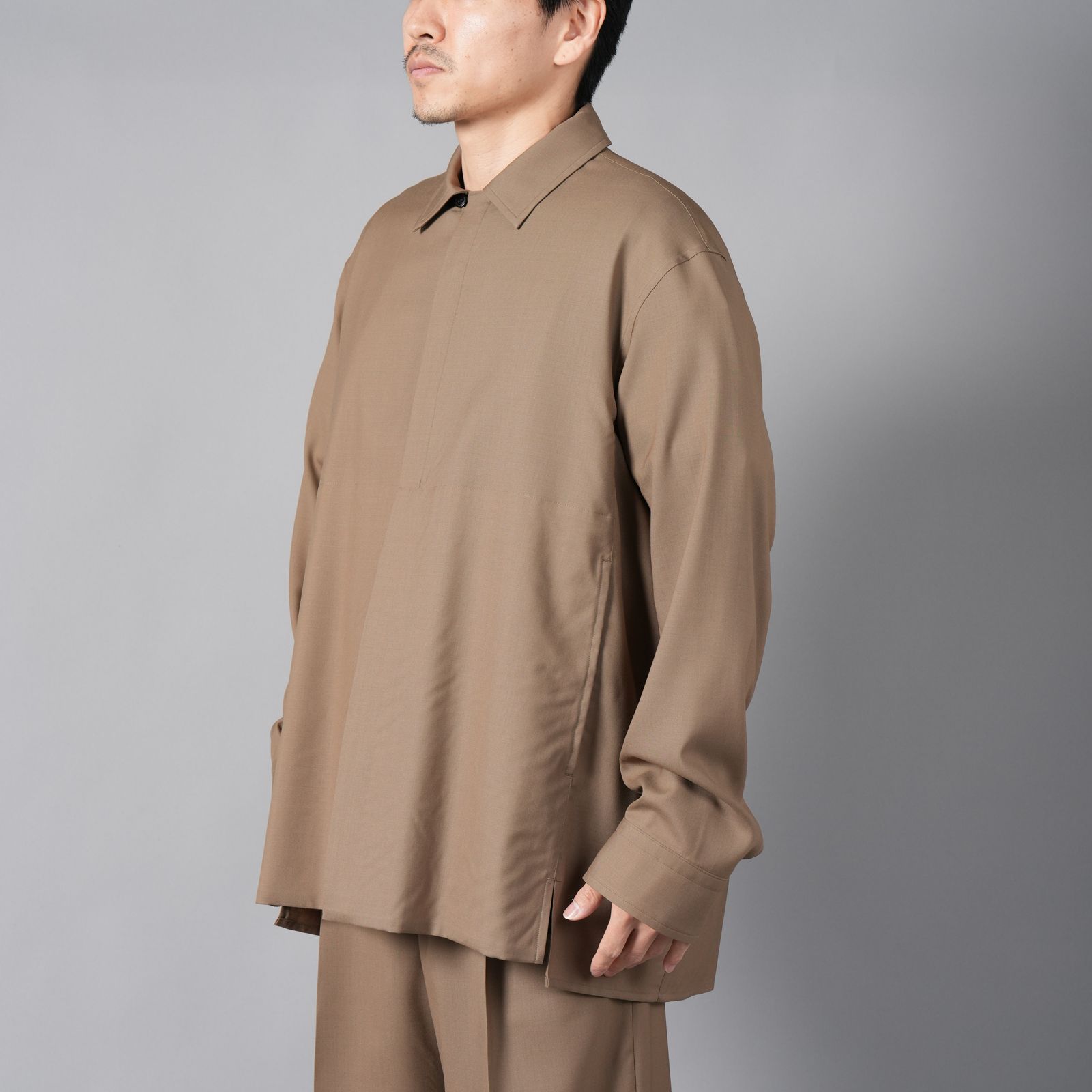 NEE クラッシュシャツ　ベージュ　XL NTN - 【ラスト1点】ASCENT FLY FRONT SHIRT / アセント フライ