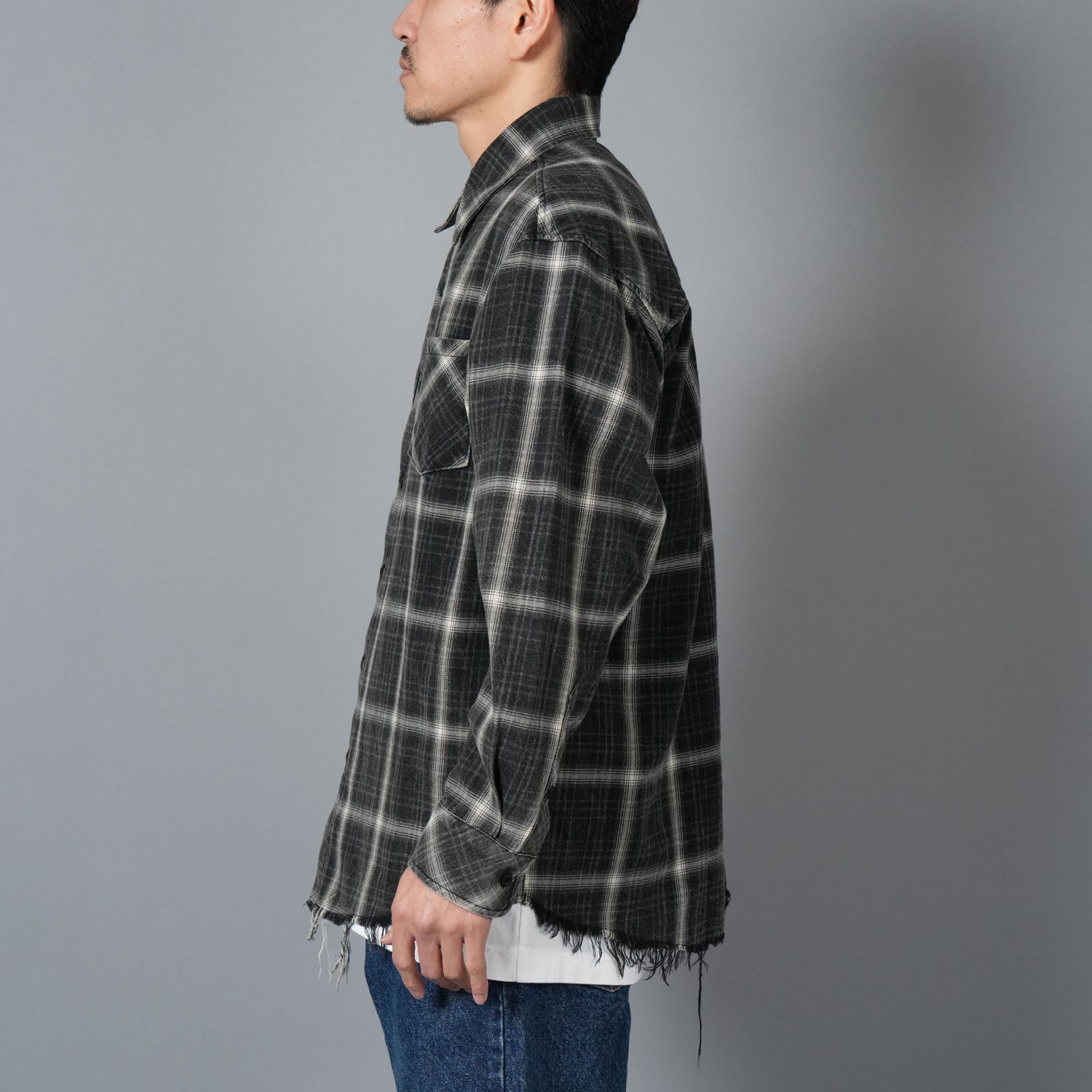 【ラスト1点】Used Shirt / ユーズドシャツ / ネルシャツ  (ブラック)