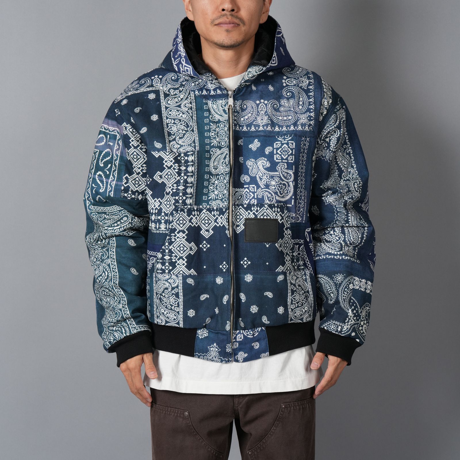 MH027 / Quilted Hoodie Jacket / キルテッド フーディージャケット (ブルー)
