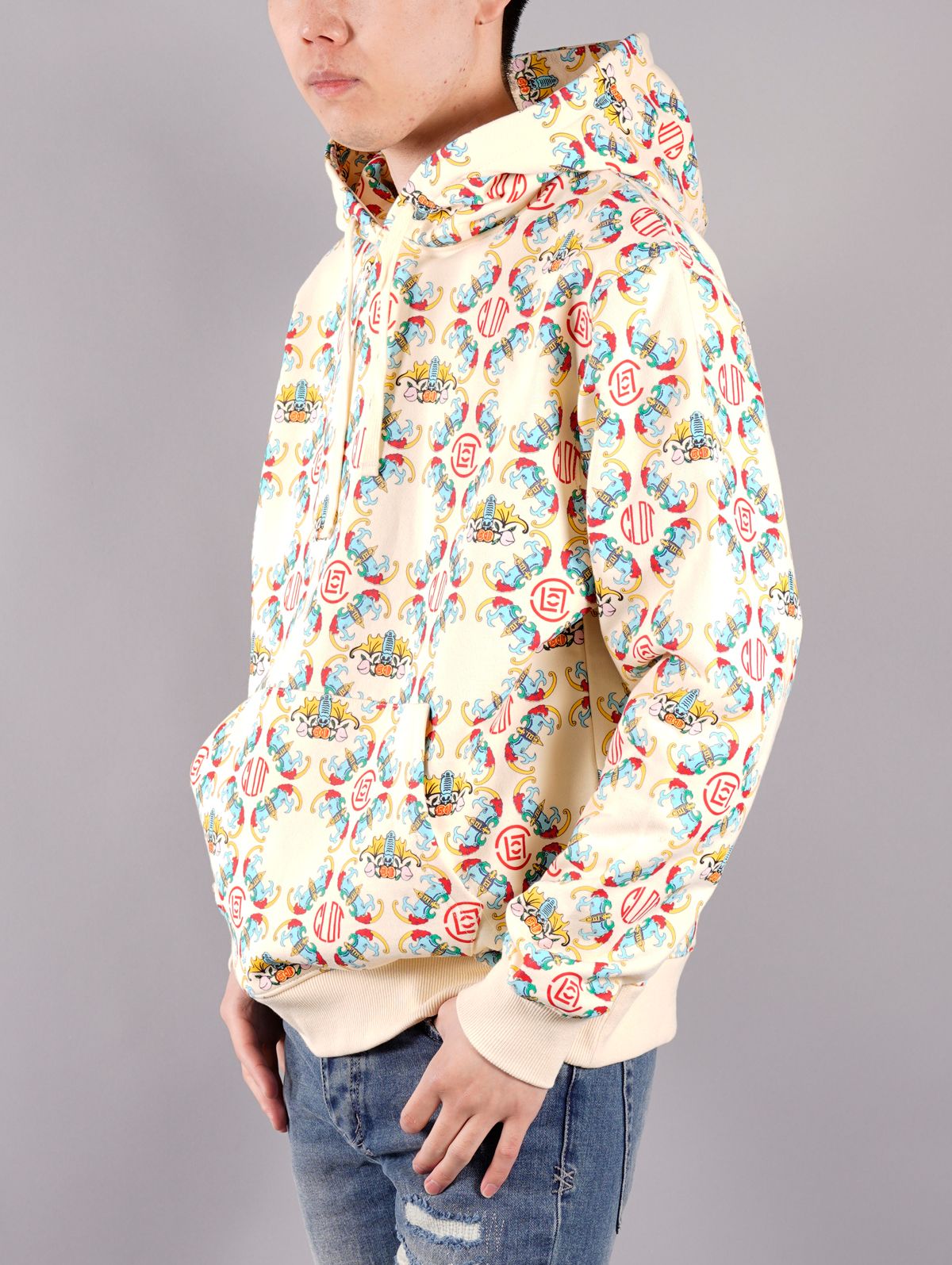 ラスト1点 / CHINESE PRINT HOODIE / チャイニーズ プリントフーディー (クリーム)