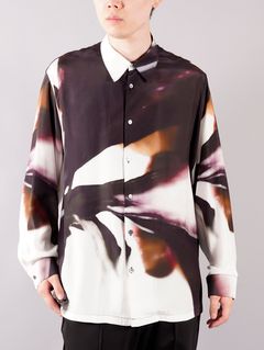【ラスト1点】FLORAL SILK LONG SLEEVE SHIRT / ロングスリーブシャツ (シルクシャツ) / パープル