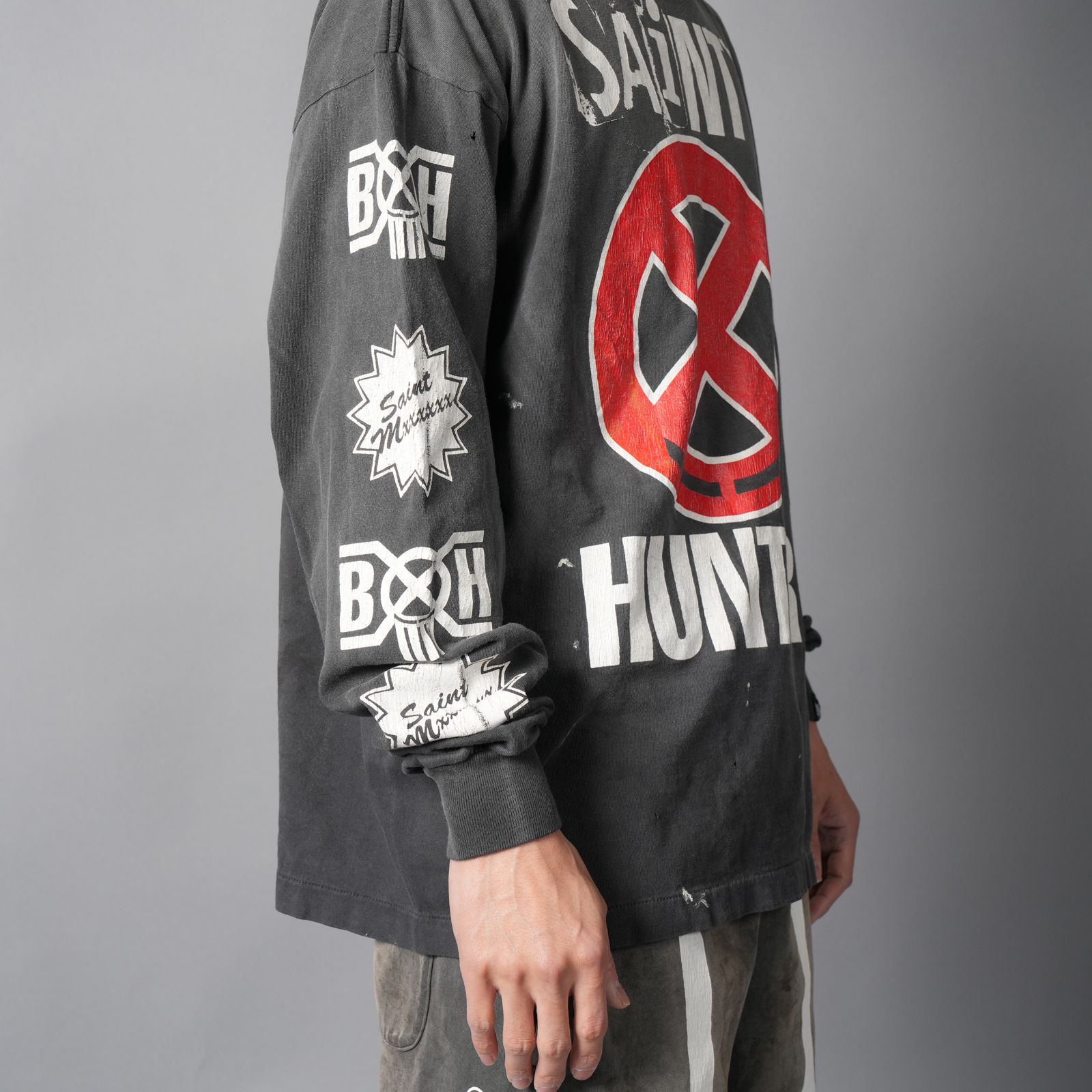 【ラスト1点】【コラボ】SM-MK8-0000-C31 / BH_LS T-SHIRT / SAINTY HUNTER / ロンT・カットソー(ブラック)