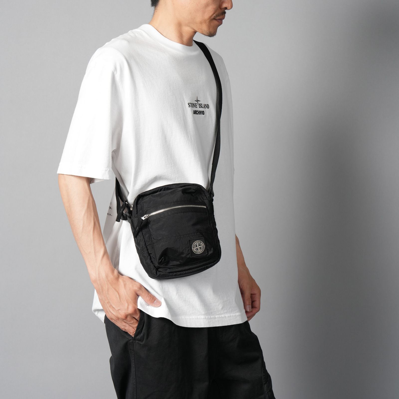 Stone  9200015 ナイロンメタル ポーチバッグ STONE ISLAND - 9200015 / COATED NYLON METAL IN ECONYL