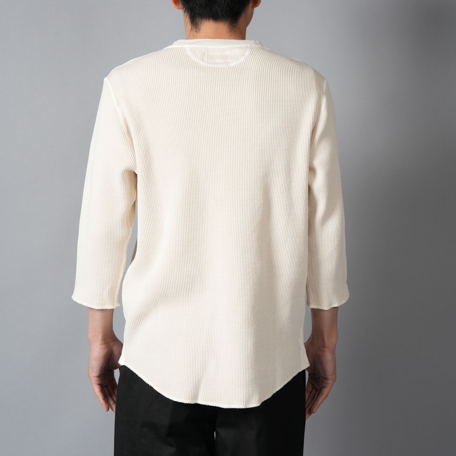 WAFFLE HENLEY (3/4)SLEEVE / ワッフル ヘンリーネック Tシャツ (ホワイト)