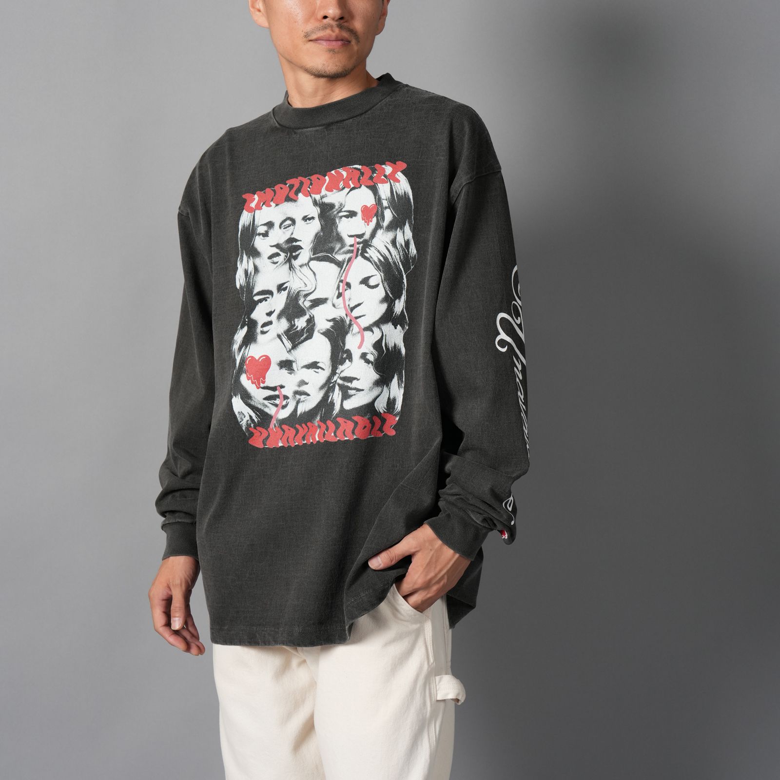【コラボ】EU-HR1-0000-C11 / EU BG COLLAGE LS TEE / ロンT・カットソー (ブラック)