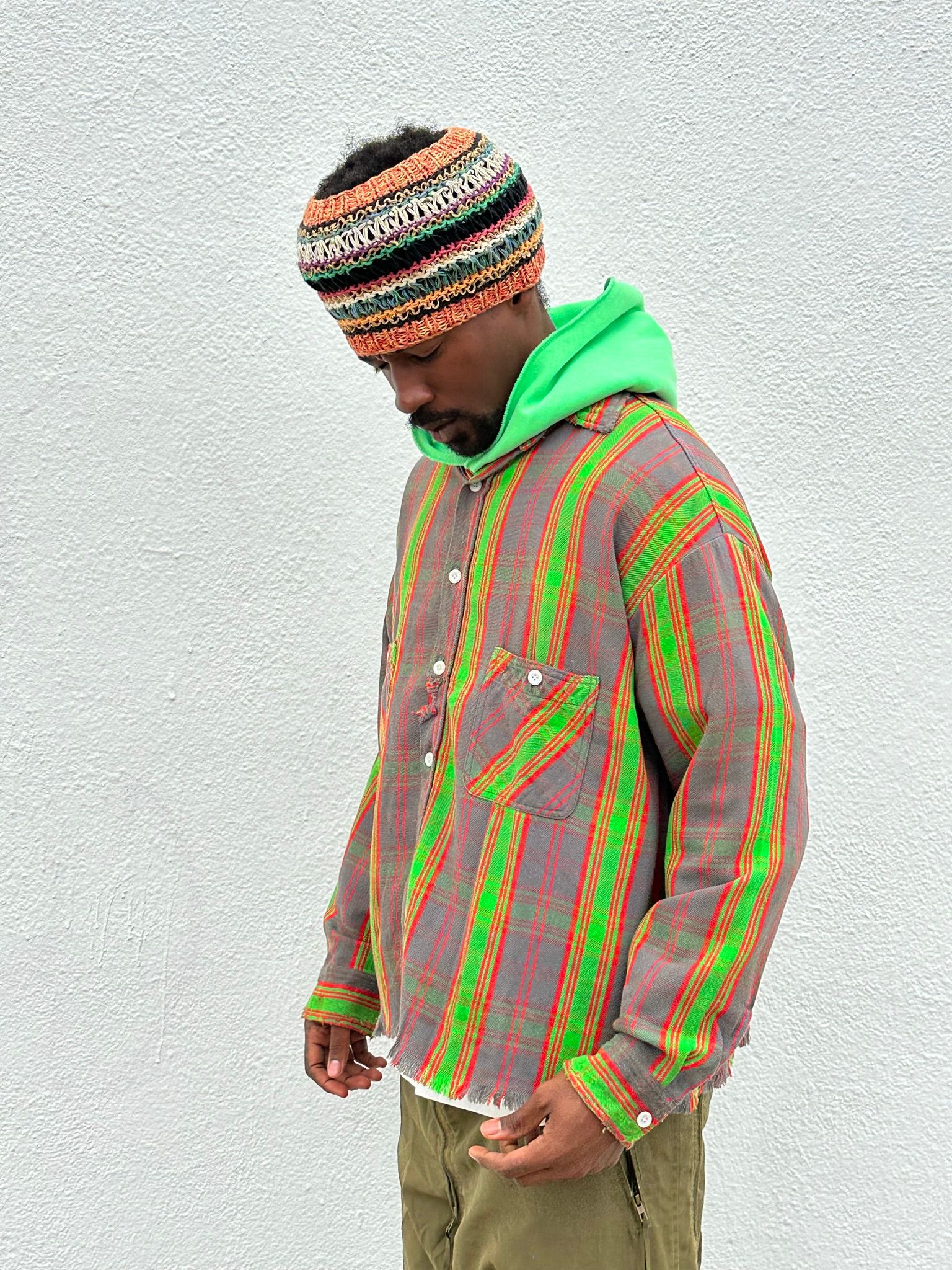 【ラスト1点】【限定】SM-A23-0000-C23 / DT_FRNNL SHIRT / CHECK / 長袖シャツ (グリーン/レッド)
