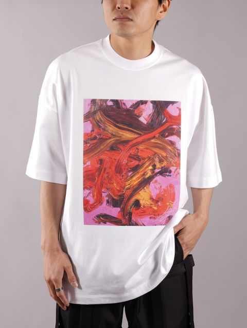 プリント Tシャツ / ドロップショルダー / ホワイト