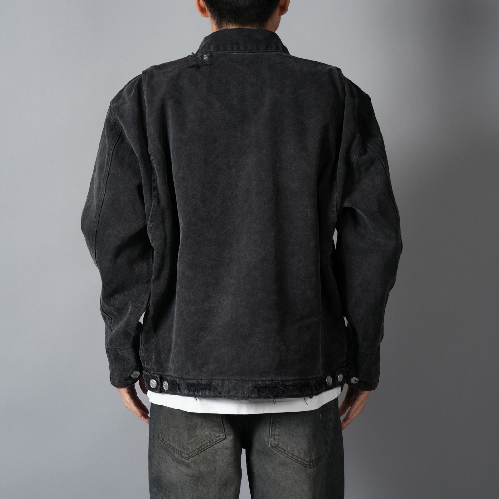 HENCH, distressed work jacket / ワークジャケット (ブラック)