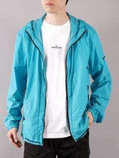 【ラスト1点】 SKIN TOUCH NYLON-TC,GARMENT DYED / ナイロン ブルゾン（フード付き）/ ターコイズ / ガーメントダイ [721543831]