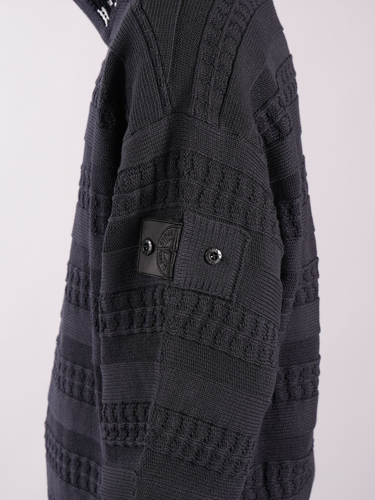 5091T FAIR ISLE ARAN MOCK NECK KNIT_CHAPTER 1 / モックネック ニットセーター / ブラック / ルーズフィット