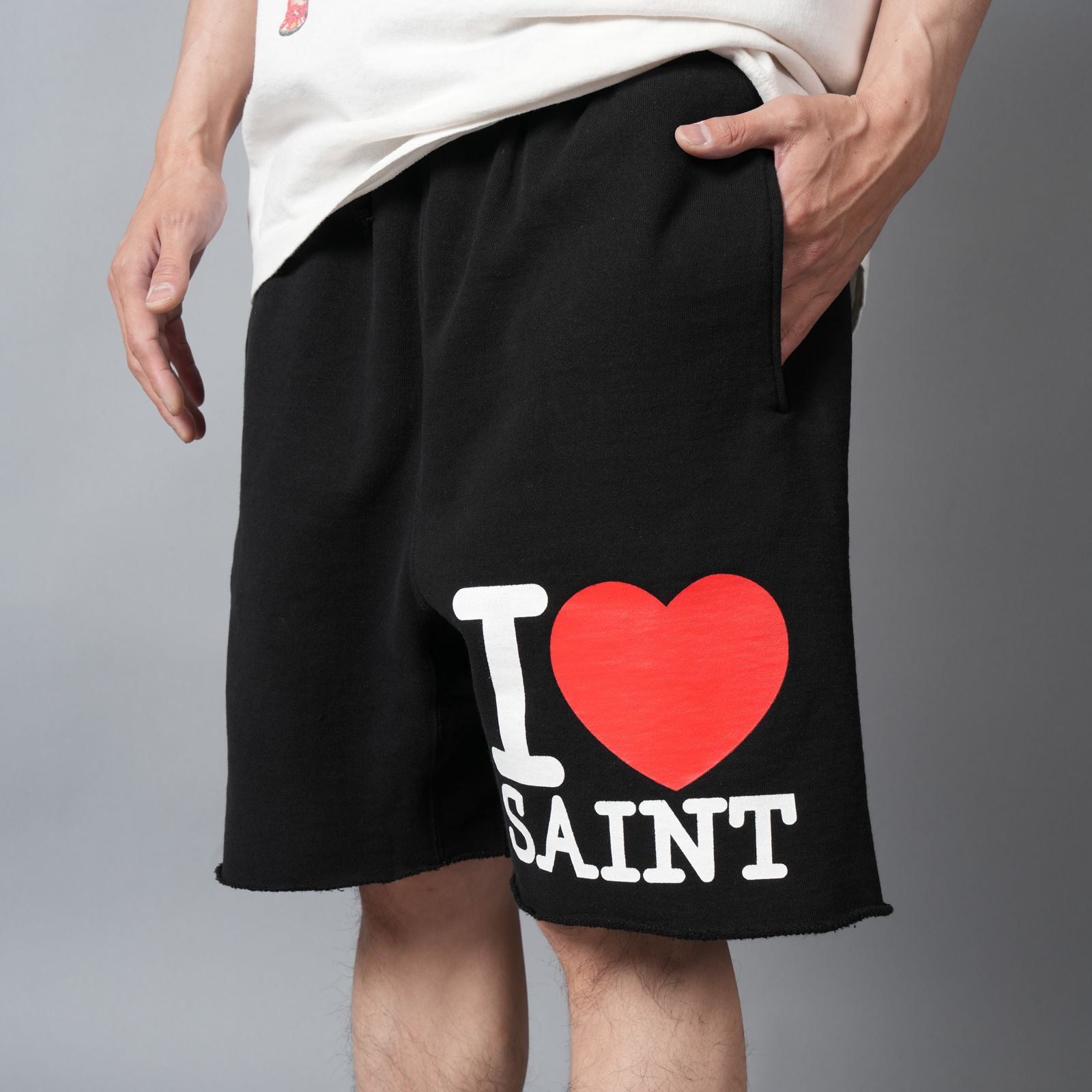 SM-MK8-0000-066 / SWEAT SHORTS / I LOVE SAINT/BLK / スウェットショーツ (ブラック)
