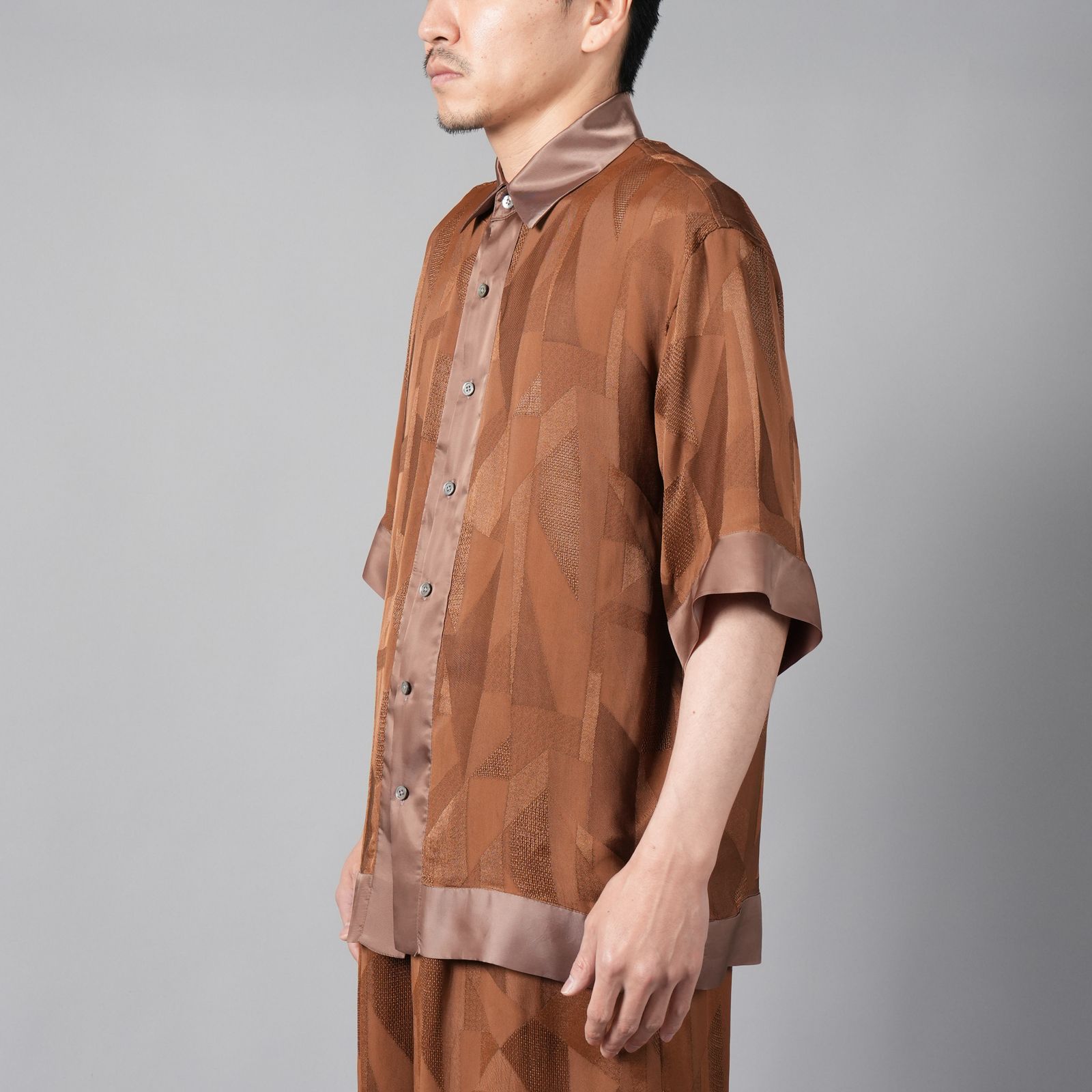 【ラスト1点】RAYON CUPRA SHIRT / レーヨン キュプラ シャツ (ブラウン)
