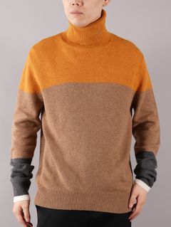 COLOURBLOCK KNITTED JUMPER / カラーブロック ニッテッド ジャンパー (オレンジ)